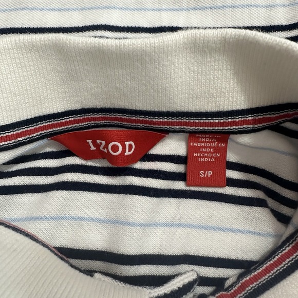 Izod Polo Shirt Men's S Blue Striped‎ Cotton Golf Short Sleeve Collared Classic - Picture 7 of 8